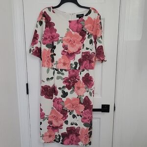 NEW Liz Claiborne Floral Print Dress in Pink and Burgundy (Size: 14)
